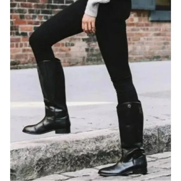 FRYE Melissa Button 2 Riding Boots Tall Leather Block Heel Flat, Black - Picture 12 of 12